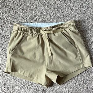 Tan Relaxed Fit Elastic Waist Shorts